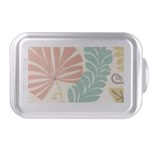 Pastel Floral Vines and Leaves on Cream Background Cake Pan