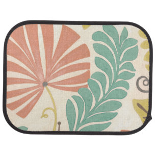 Pastel Floral Vines and Leaves on Cream Background Car Mat