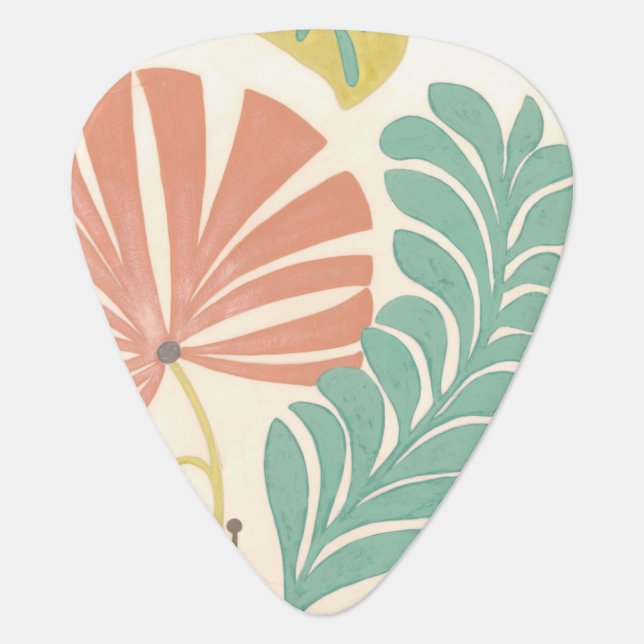 Pastel Floral Vines and Leaves on Cream Background Guitar Pick (Front)