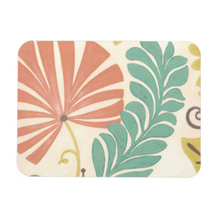 Pastel Floral Vines and Leaves on Cream Background Magnet
