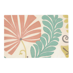 Pastel Floral Vines and Leaves on Cream Background Placemat