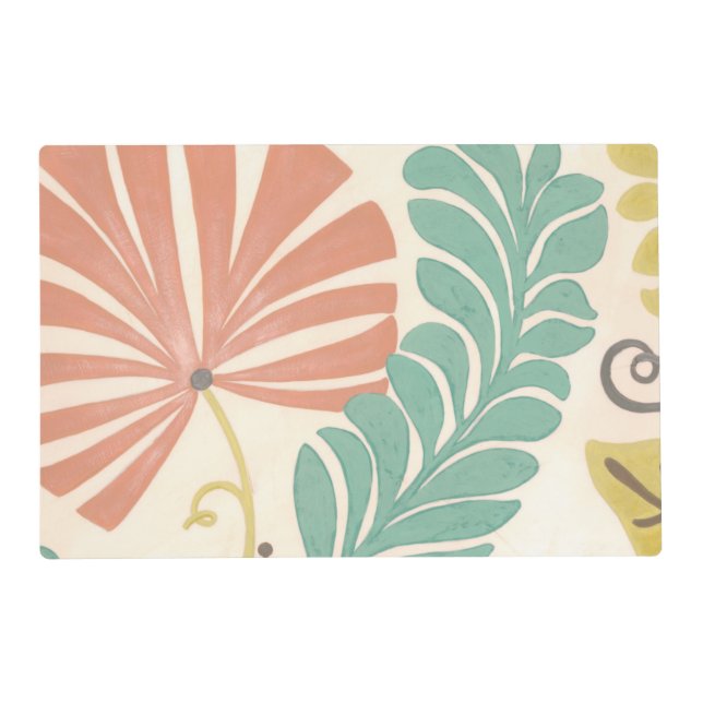 Pastel Floral Vines and Leaves on Cream Background Placemat (Front)