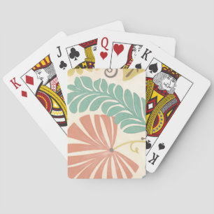 Pastel Floral Vines and Leaves on Cream Background Poker Cards