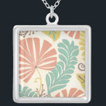 Pastel Floral Vines and Leaves on Cream Background Silver Plated Necklace<br><div class="desc">Floral vines and leaves in pastel colors are the subjects of this piece by Erica J. Vess. The mixture of pastels on the cream background helps the painting stand out without overwhelming the senses. Put this tropical print in your home today!</div>