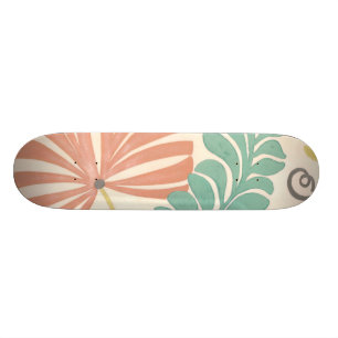 Pastel Floral Vines and Leaves on Cream Background Skateboard