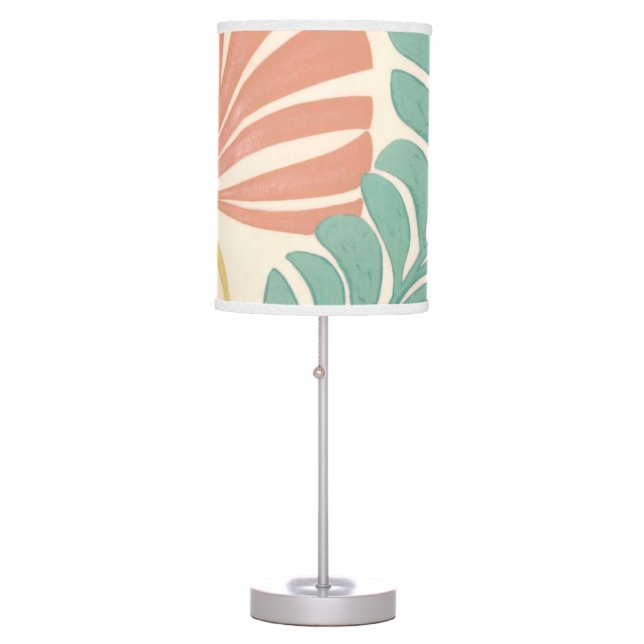 Pastel Floral Vines and Leaves on Cream Background Table Lamp (Front)