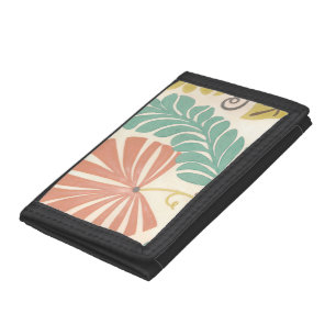 Pastel Floral Vines and Leaves on Cream Background Tri-fold Wallet