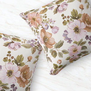 Pastel Floral Vintage-inspired Aesthetic Flower Throw Pillow