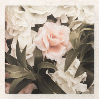 Pastel Floral Vintage: Timeless Elegance Glass Coaster