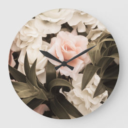 Pastel Floral Vintage: Timeless Elegance Large Clock