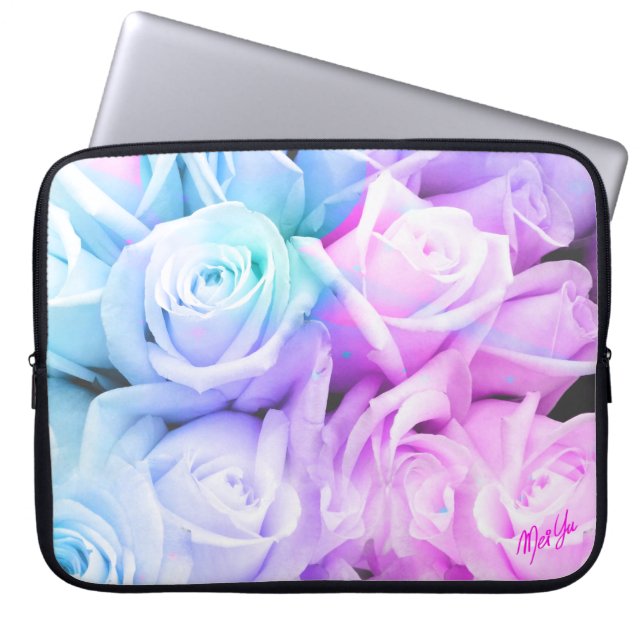 Pastel Floral Water Resistant 15” Laptop Sleeve (Front)