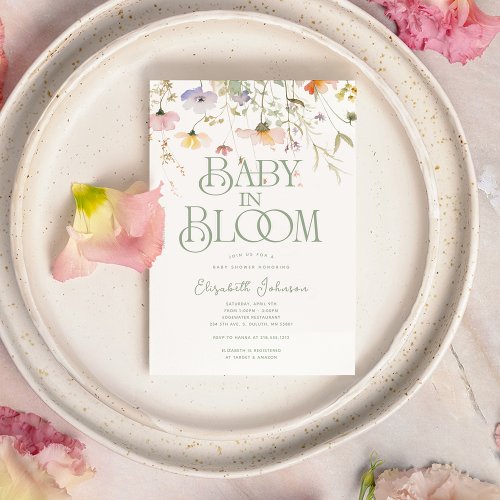 Pastel Floral Watercolor Baby In Bloom Baby Shower Invitation