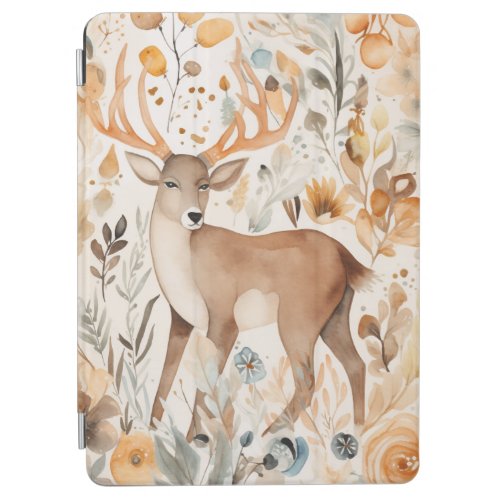 Pastel Floral Watercolor  Deer Boho iPad Air Cover