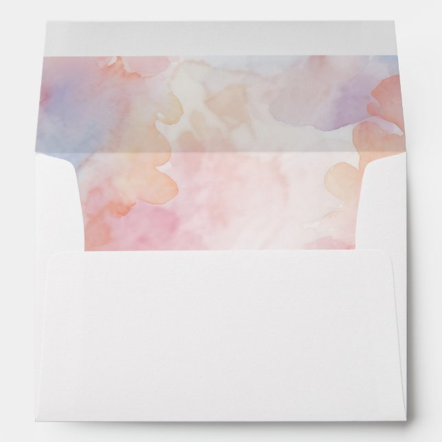Pastel Floral Watercolor Elegant Wedding Envelope (Back (Bottom))