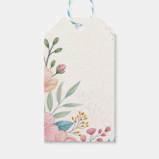 Pastel Floral Watercolor Gift Tag with Elegant Lea