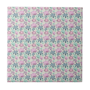 Pastel Floral watercolor Pattern  Ceramic Tile