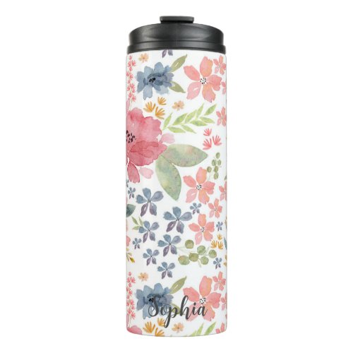 Pastel Floral Watercolor Thermal Tumbler _ Stylish