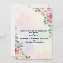Pastel Floral Watercolor Wedding Invite