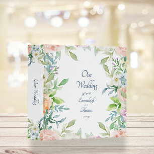 Pastel Floral Watercolor Wedding Scrapbook Album 3 Ring Binder