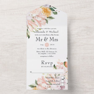 Pastel Floral Wedding All In One Invitation