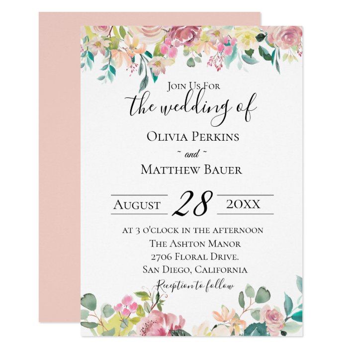 Pastel Floral Wedding Invitation | Zazzle.com