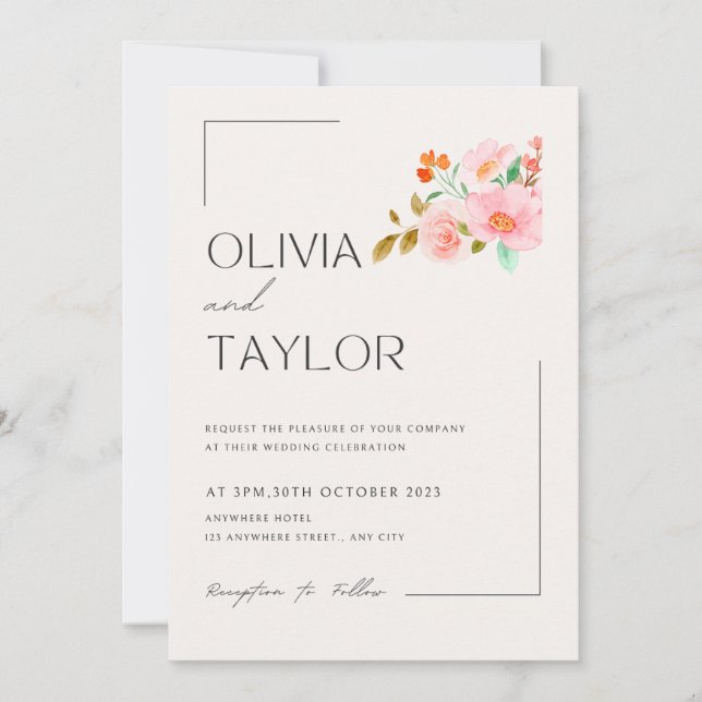 Pastel Floral Wedding Invitation (Front)