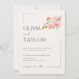 Pastel Floral Wedding Invitation