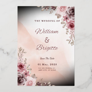 Pastel Floral Wedding Invitation Foil Invitation