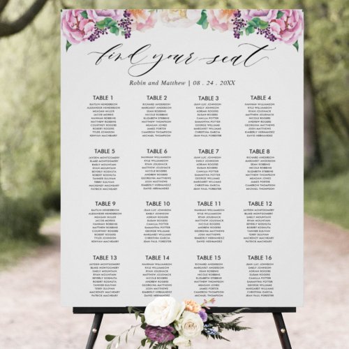 Pastel Floral Wedding Reception Seating Chart Sign