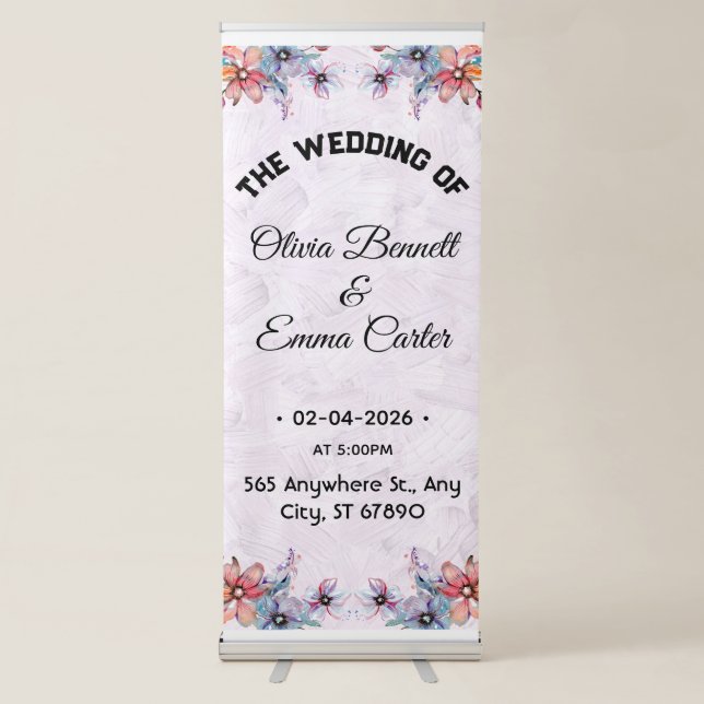 Pastel Floral Wedding Roll‑Up Banner (Front)