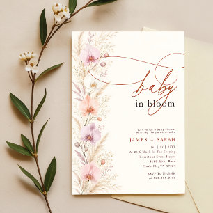 Pastel Floral Wildflower Baby in Bloom Baby Shower Invitation
