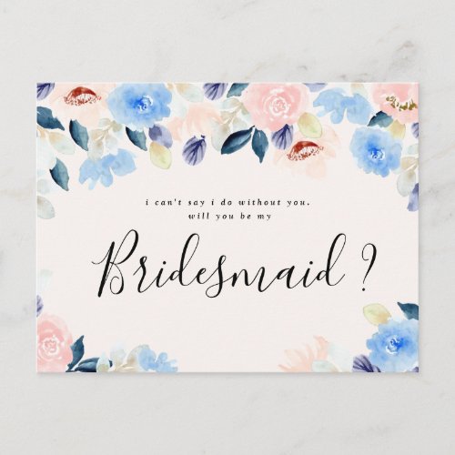 pastel floral will you be my bridesmaid card