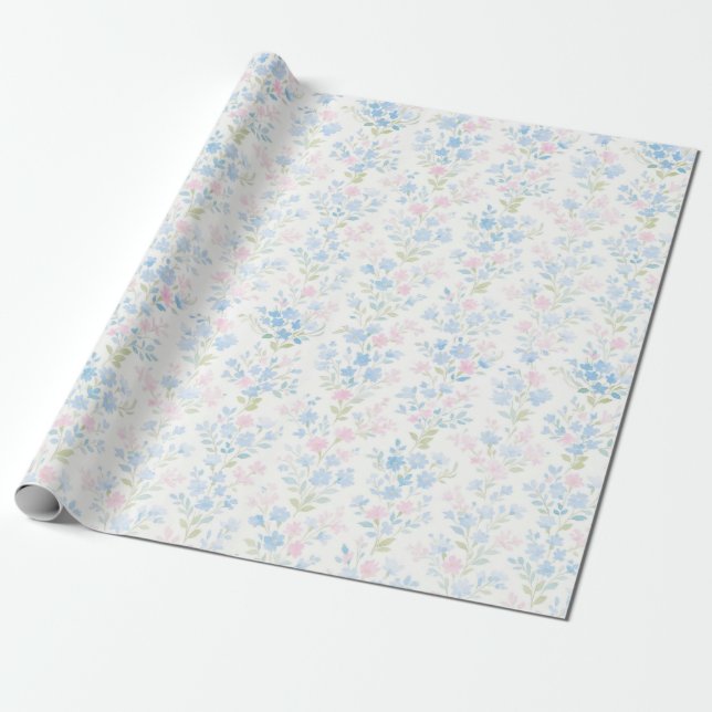Pastel Floral Wrapping Paper (Unrolled)