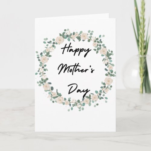 Pastel Floral Wreath Happy Mothers Day Card
