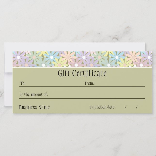 Pastel Florals Gift Certificate (Front)
