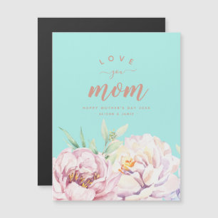 Pastel Florals Love You Mom Minimalist Magnet Card