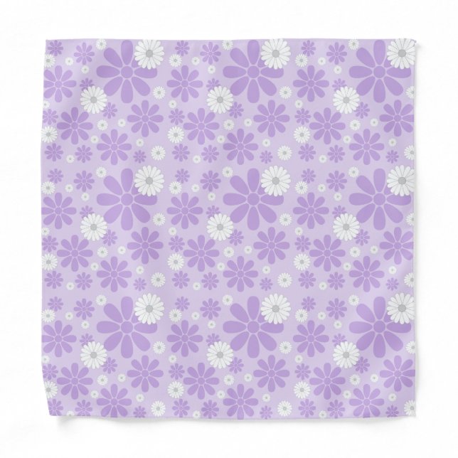 Pastel Florals Pattern LAVENDER Bandana (Front)