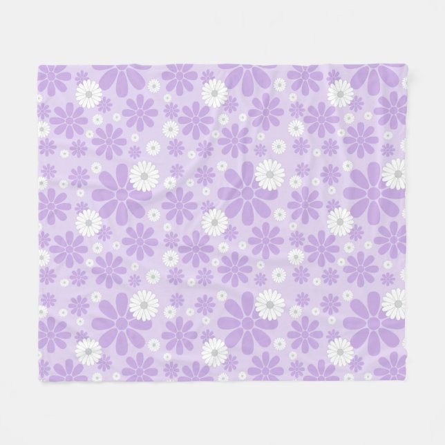 Pastel Florals Pattern LAVENDER Fleece Blanket (Front (Horizontal))