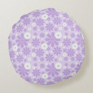 Pastel Florals Pattern LAVENDER Round Pillow