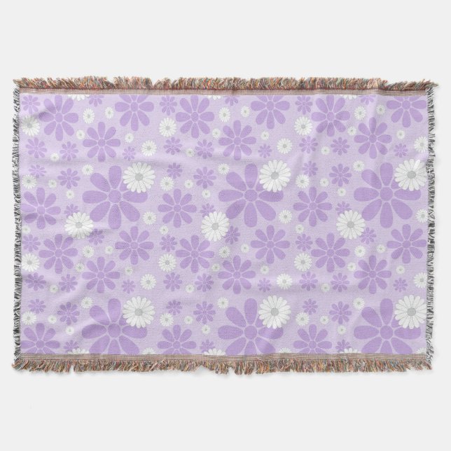 Pastel Florals Pattern LAVENDER Throw Blanket (Front)