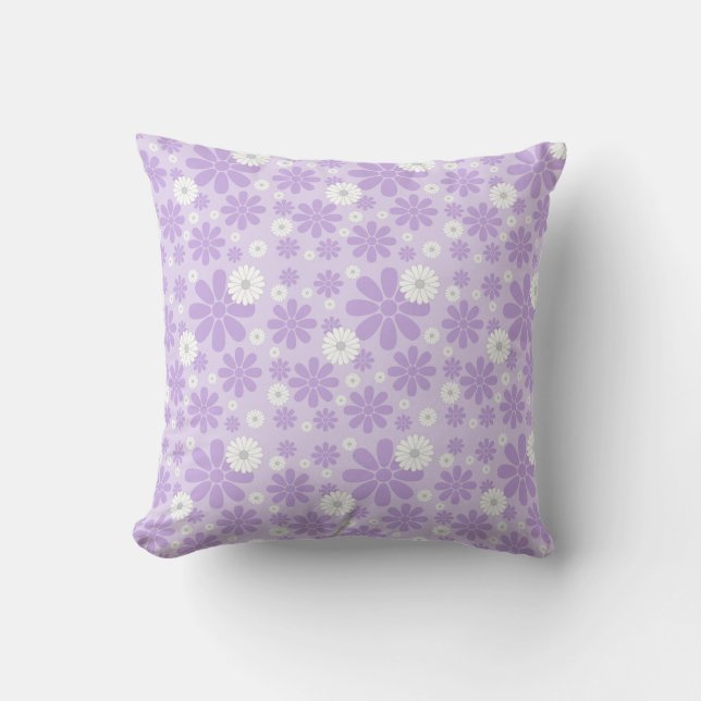 Pastel Florals Pattern LAVENDER Throw Pillow (Front)