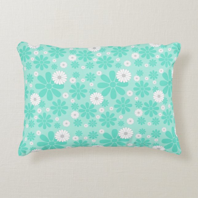 Pastel Florals Pattern MINT Accent Pillow (Front)