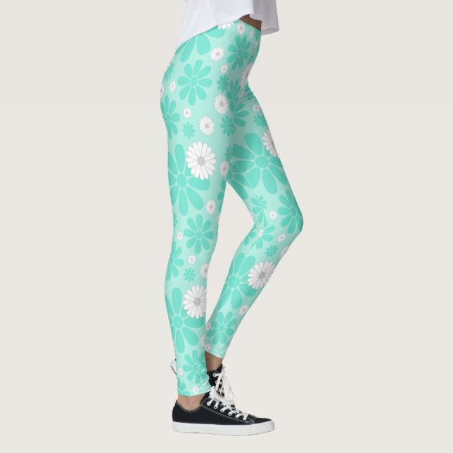 Pastel Florals Pattern MINT Leggings (Right)