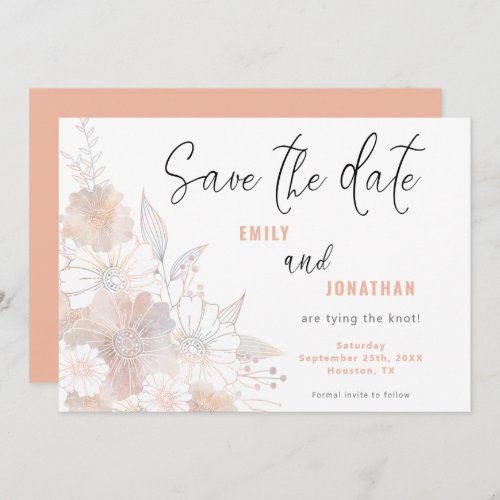 Pastel Florals Wedding Coral Save The Date