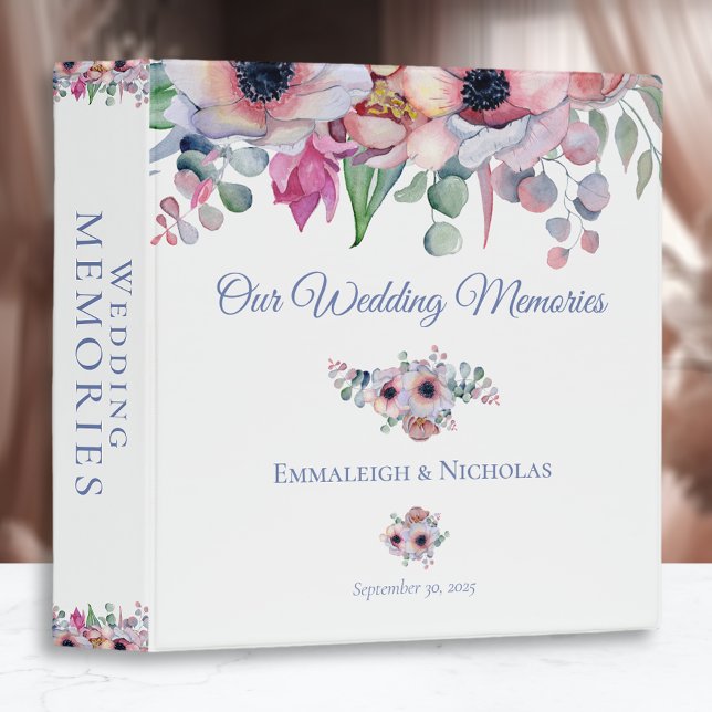 Pastel Florals Wedding Photo Scrapbook Album 3 Ring Binder (Creator Uploaded)