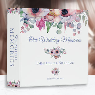 Pastel Florals Wedding Photo Scrapbook Album 3 Ring Binder