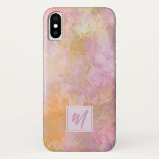 Pastel Florals With Chic Script Monogram iPhone X Case