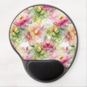 Pastel Flower Alcohol Ink Illustration  Gel Mouse Pad