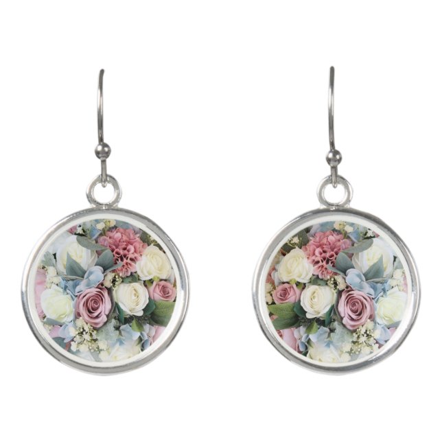 Pastel Flower Bouquet  Earrings (Front)