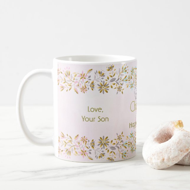 Pastel Flower Christmas Coffee Mug (With Donut)